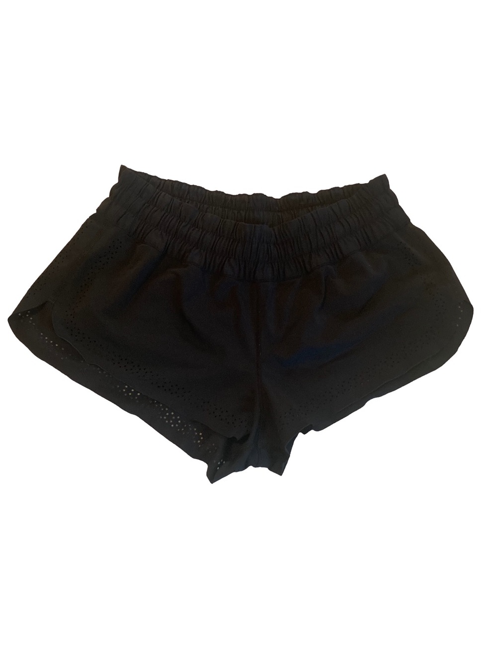 Lululemon Eyelet Hem Unique Black Athletic Shorts Low Rise 2.5 inch Size Small